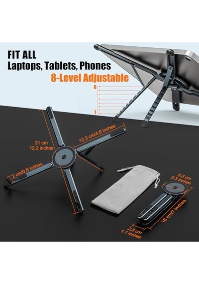 Taşınabilir Dizüstü Bilgisayar Standı Seyahat, 3'ü 1 Arada Masa Tableti Montaj Bilgisayar Tutucu Manyetik Telefon Tutucu Tripod, 10-15,6 İnç Dizüstü Bilgisayarlar Ve 4-13 İnç Tabletler/telefonlar İçin