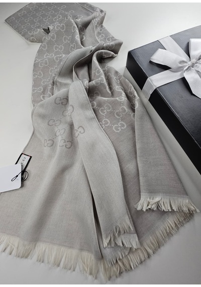 Miorel Scarfs İnce Kumaş G Desen Pamuklu Şal Yün İpek Şal 4 Mevsim Çift Taraflı Taş Gri