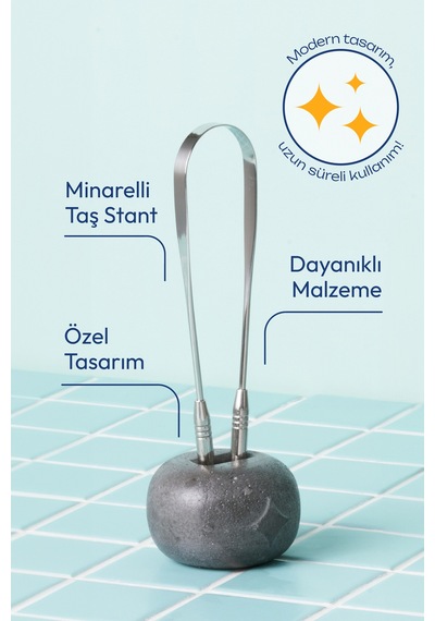 Doğal El Yapımı Stant Dil Temizleme/dil Sıyırma Aparatına Uygun Gri Gri
