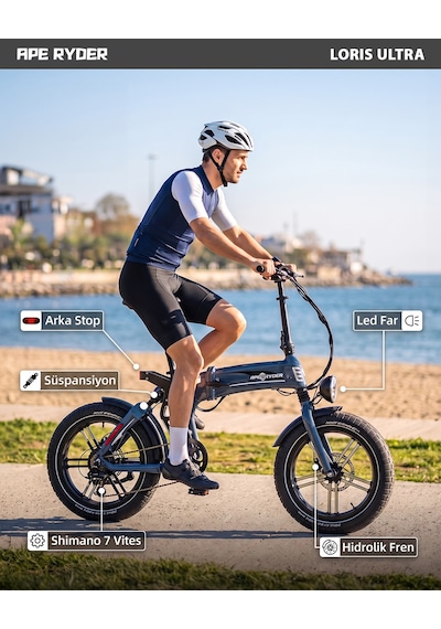 Ape Ryder Loris Ultra Elektrikli Bisiklet Old Blue - 1500w Koyu Mavi