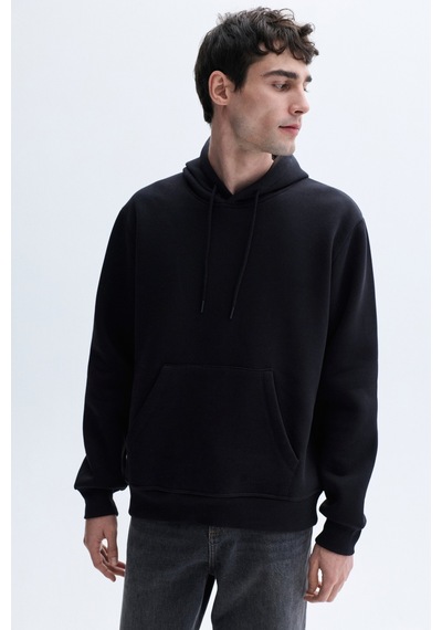 Mudo Erkek Erkek Siyah Kanguru Cepli Kapüşonlu Sweatshirt 1263842
