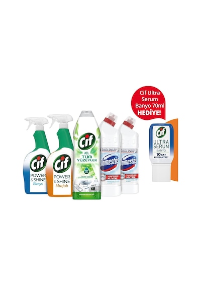 Cif - Domestos Temizlik Paketi + Ultra Serum Banyo Konsantre 70 ML
