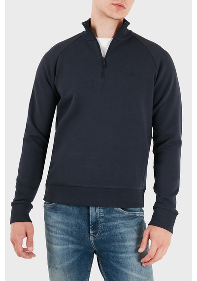Boss Pamuklu Yarım Fermuarlı Dik Yaka Regular Fit Sweat Erkek Sweat 50565306 402 Lacivert