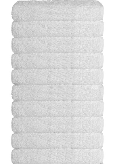 10 Lu El Yüz Otel Havlusu 50x90 Cm Beyaz 16/1 Aksoft 225 Gr Beyaz