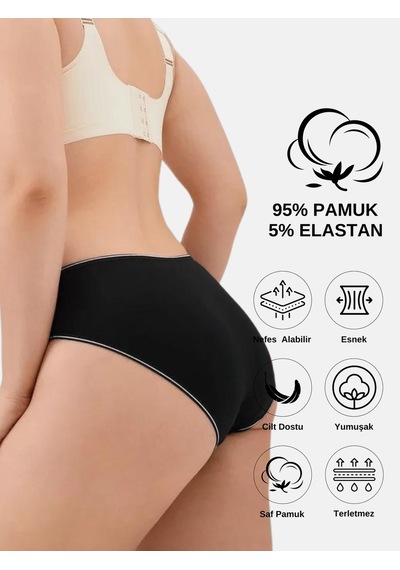 Alya Underwear Anne Kız Kombin Pamuklu Külot - Beyaz Slip İç Çamaşırı - 5'li Paket Kedi Baskılı-p13