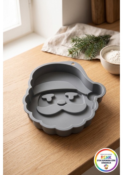 Silikon Noel Baba Kek Kalıbı Yılbaşı Pasta Kalıbı Zahmetsiz Ayrılan Fırın Kalıbı 27 Cm Çok Renkli
