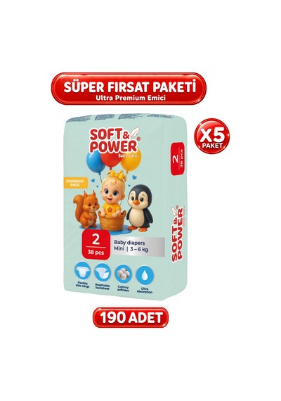 Bebek Bezi No:2 Mini 3-6 Kg 38'li 5 Paket 2 Numara