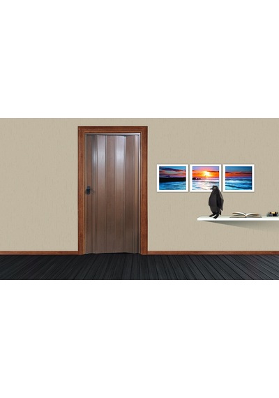 Penguen Akordiyon Kapı Ceviz Camsız En 103-117 Cm - Boy 220 Cm