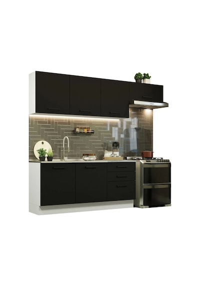 Arp Hazır Mutfak Dolabı-çok Amaçlı Dolap 240 Cm Beyaz Ve Beyaz Laminat Tezgah Dahil Antrasit Arp Hazır Mutfak Dolabı-çok Amaçlı Dolap 240 Cm Beyaz Ve Beyaz Laminat Tezgah Dahil Antrasit