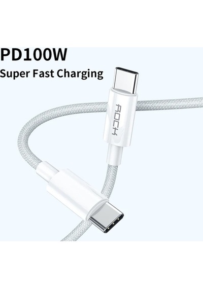 100w Type-c To Type-c 5a Pd 1 Metre Şarj Ve Data Kablosu iPad Uyumlu  & Macbook Uyumlu  - Beyaz