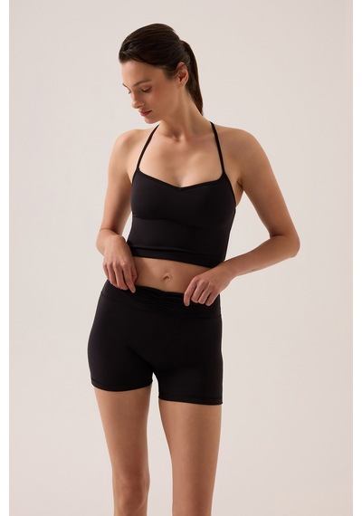 Los Ojos X Ece Siyah Kalp Yaka Spor Sütyeni Sweetheart Neck Top Siyah Siyah