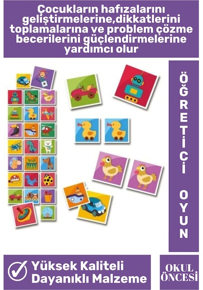 Preschool Eğitici Öğretici Zeka Hafıza Geliştirici Okul Öncesi Eğlenceli Eşleştirme Hafıza Oyunu