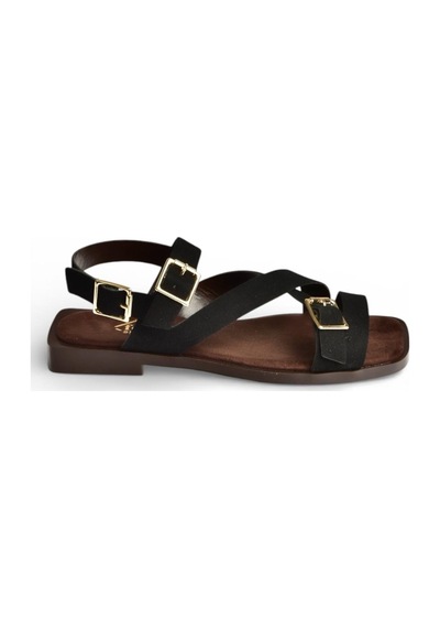 Fox Shoes Y458702602 Siyah Süet Toka Detaylı Kadın Sandalet Siyah