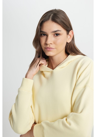 Loose Fit Rahat Kesim Kapüşonlu İçi Polarlı Sarı Sweatshirt W242706200 Sarı