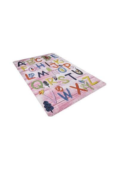 Bespoky Geometrik Desenli Halısı Dijital Baskı Kaymaz Pembe - Açık Pembe