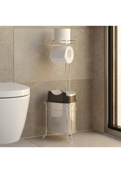 Tekno Tel Mg-098 Ayaklı Yedekli Wc Kağıtlık + Çöp Kovası Krom