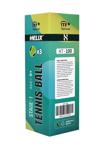 Helix Tenis Topu 9+ Yaş 3lü Ht-100 Yeşil Ttf&ıtf Onaylı