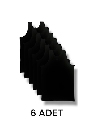 Askılı Erkek Atlet Pamuklu 6'lı Paket Siyah
