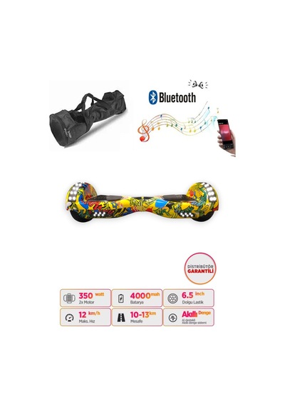 Citymate Hoverboard 6.5 inch Elektrikli Kaykay Scooter Full Ledli Bluetooth Hoparlörlü Çanta Hediye D08