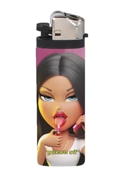 Baskılı Gazlı Çakmak, Bratz Temalı Şık Tasarım Açık Gri - Füme