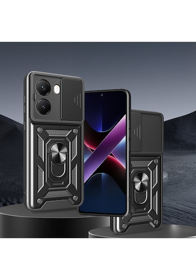 Realme 12 Plus Kılıf Magnetik Standlı Sürgülü Kamera Korumalı Tank Kapak
