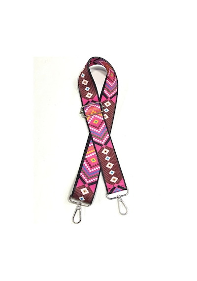 Karan Tuhafiye Otantik Desenli Çanta Sapı / Ayarlanabilir Palaska / Polyester Çanta Sapı Pembe