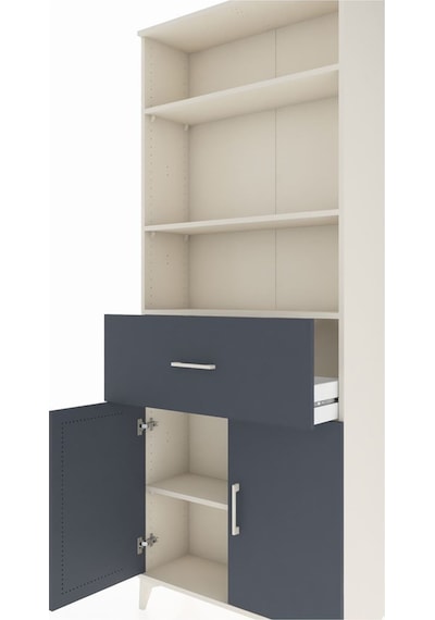 Arges Dolap 4 Raflı Tek Çekmeceli 2 Kapaklı 88x30x221 Aytaşı-antrasit Aytası