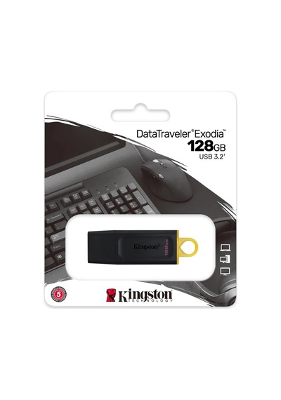 Kingston Dtx-128gb 128gb Usb3.2 Gen1 Datatraveler Exodia Black + Yellow Flash Bellek Kdo