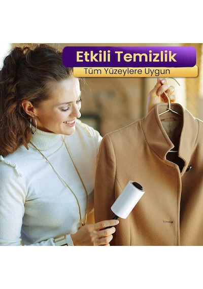 Lirazon 3 Adet Tüy Toplayıcı Yapışkanlı Rulo Kağıt Her Biri 60 Yaprak Saç Kıl Toz Temizleme