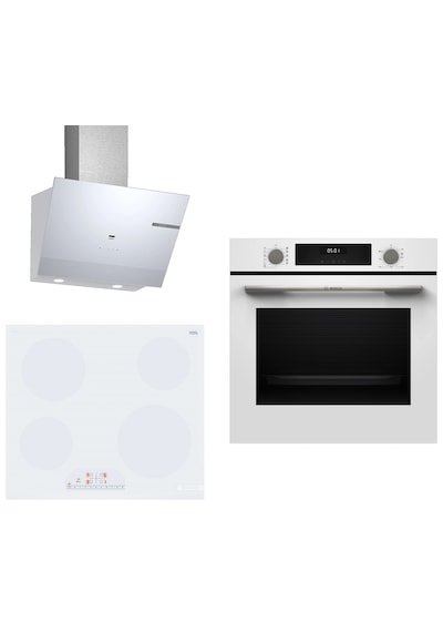 Bosch HUA717BV0T - PKE612FA2E - DWK67PJ20T Elektrikli Ocaklı Beyaz 3 Lü Ankastre Set 673