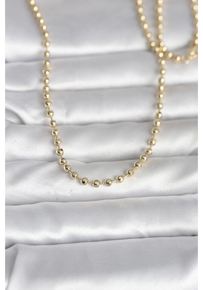 Cm 14k Gold Renk Top Zincirli Model 60 Cm Kadın Kolye - Altın