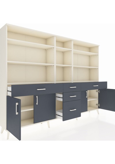 Arges Dolap 11 Raflı 5 Çekmeceli 4 Kapaklı 220x30x163 Aytaşı-antrasit Antrasıt - Aytası