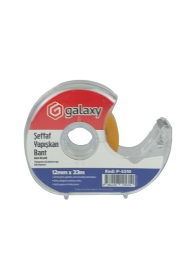 Galaxy Şeffaf Yapışkan Bant Makinası 12 Mm X 33 M Şeffaf Selobant, Masaüstü Bant, Kırtasiye Ve Ofis Kullanımı, P-3310
