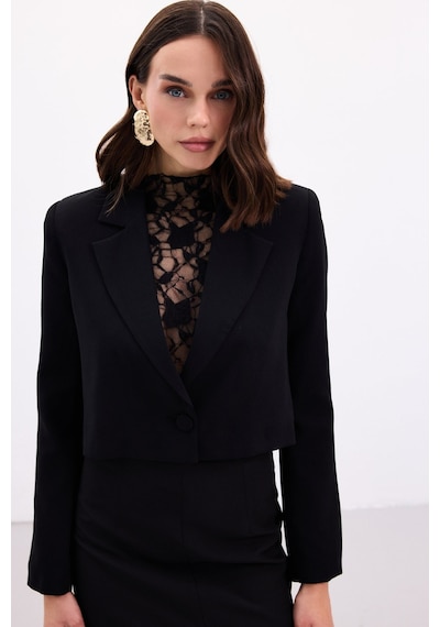 Sateen Luna Kısa Ceket - Siyah-136880 Siyah