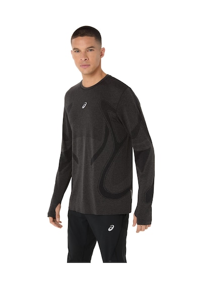 Asics Road Seamless Ls Top Erkek Siyah Beyaz Tshirt 2011d356-001 Siyah - Beyaz