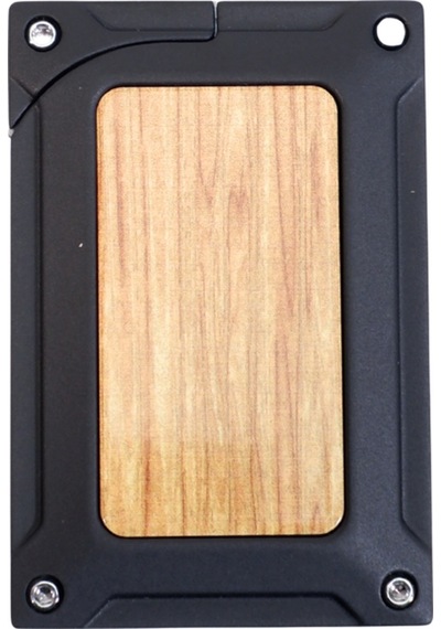 Caseti Tek Torch Pürmüz Siyah Ahşap Desenli Metal Puro Çakmağı