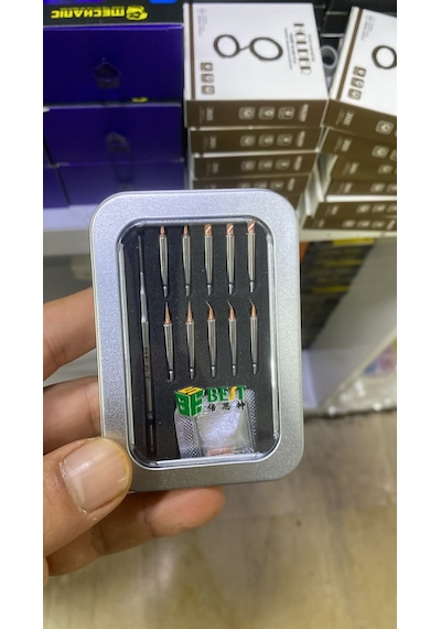 Best Hassas Havya Ucu Seti 10 Parça Değiştirilebilir Lehimleme Uçları Balta Eğri Düz