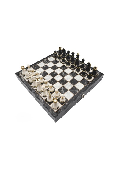 Metal - 827 - & Polyester Ahşap Satranç Takımı Siyah Beyaz Mk36p - Muratech - - Mk36p