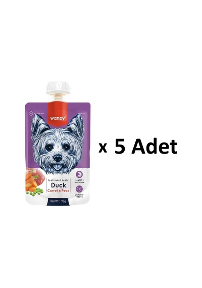 Wanpy Taze Ördekli ve Havuçlu Köpek Et Ezmesi 5 x 90 G