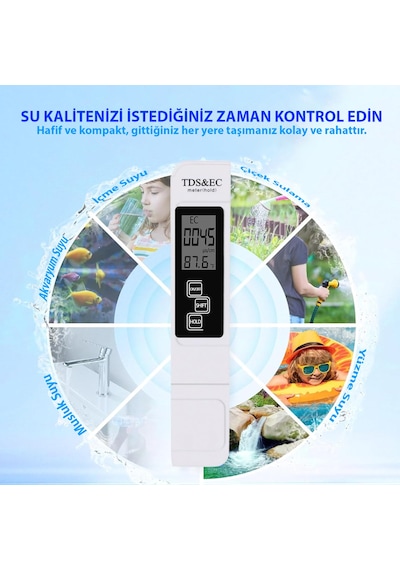 Hymark 3in1 Dijital Tds Su Kalitesi Ph Değeri Sıcaklık Ölçüm Ciha