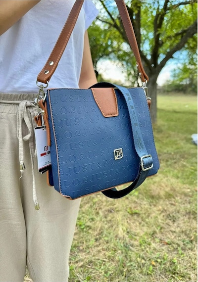 Just Polo Kadın Orta Boy El Ve Omuz Çantası Mh4059mh Yeni Lacivert Taba