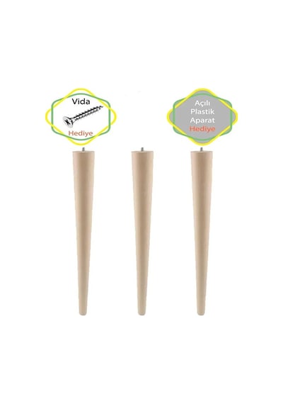 Ahşap Ham Ayak 40 Cm 3'lü Set Kütük Masa Orta Sehpa Zigon Ayağı