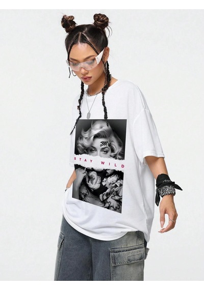 Noıssey Urban Pop Graphic Kadın Tişört Koleksiyonukod 5187 Beyaz