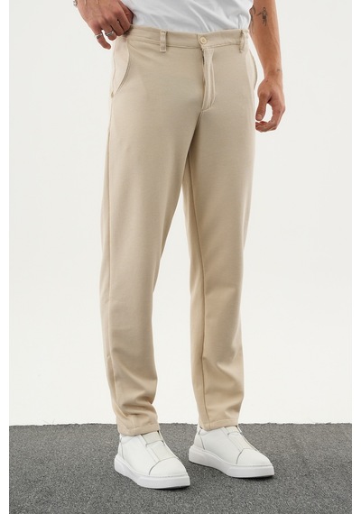 Redline Arden Kışlık Kalın Slim Fit Kemerli Erkek Pantolon Bej