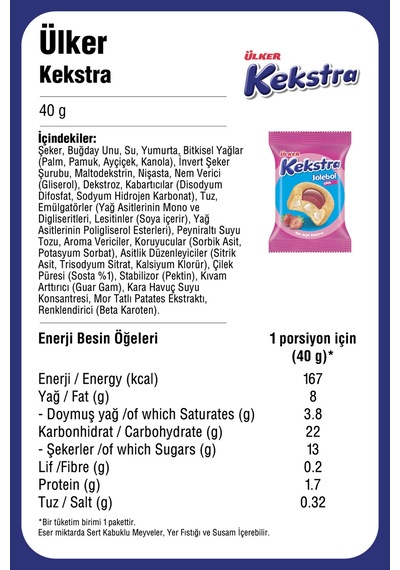 Kekstra Jölebol Çilekli Kek - 40 Gram - 24 Adet