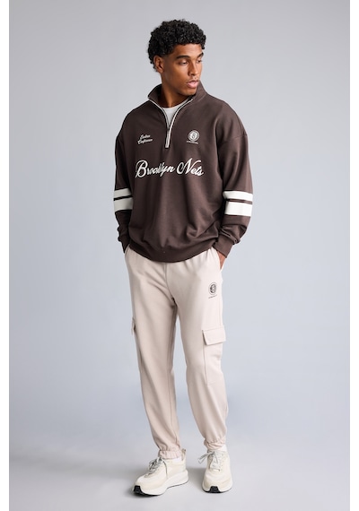 Defacto Nba Brooklyn Nets Standart Fit Kargo Cepli Jogger Eşofman Altı H9641ax26aubg816 Bej-bg816