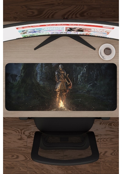 Dark Souls Kaymaz Dikişli Kauçuk Oyuncu Mousepad V1 - 70x30 Xl Gaming Mouse Pad Fare Altlığı