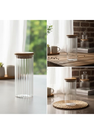 Linie Serisi Bambu Kapaklı Borosilikat Cam Kavanoz - 350 Ml Çizgili Vakumlu Baharatlık, Çay Ve Kahve Saklama Kabı Çok Renkli Linie Serisi Bambu Kapaklı Borosilikat Cam Kavanoz - 350 Ml Çizgili Vakumlu Baharatlık, Çay Ve Kahve Saklama Kabı Çok Renkli