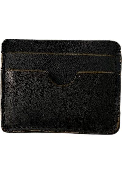 Ln Leather Gerçek Deri Antik Siyah El Yapımı Deri Kartlık Siyah