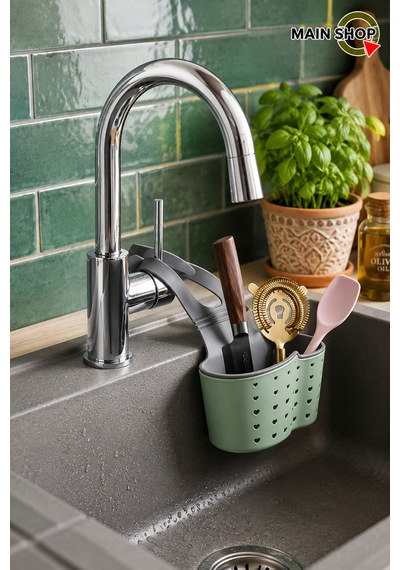 Mainshop 1 Adet Asılı Sepet Lavabo Düzenleyici - Musluğa Takılan Sünger Askılığı Ve Saklama Kutusu M-1889 Çok Renkli